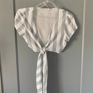 Stripped Wrap-Around Crop Top